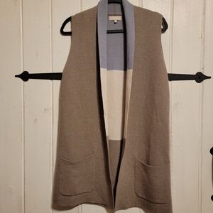 Benedetta B Long Knit Cardigan Vest Brown Wool Cashmere Cozy Layering Size S